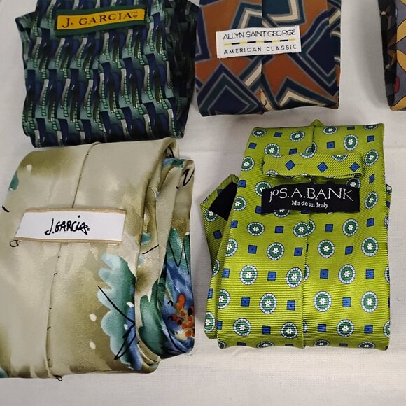 ❤️6 Tie Lot Jos Banks J Garcia Oleg Cassini Tango Allyn Saint George 100% Silk - Picture 12 of 13